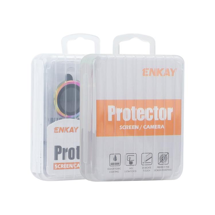 ENKAY Hat-Prince Glitter Rear Camera Lens Aluminium Alloy Ring Tempered Glass Film