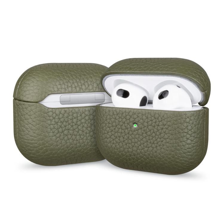 Litchi Grain Genuine Leather Earbuds Protective Case