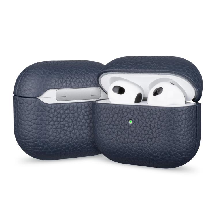 Litchi Grain Genuine Leather Earbuds Protective Case