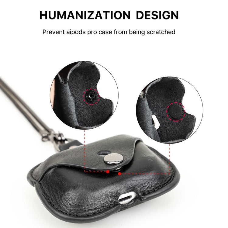 CONTACTS FAMILY CF1122A AirPods Pro Leather Protective Case with Necklace for AirPods Pro, Black, Red, Blue, Green