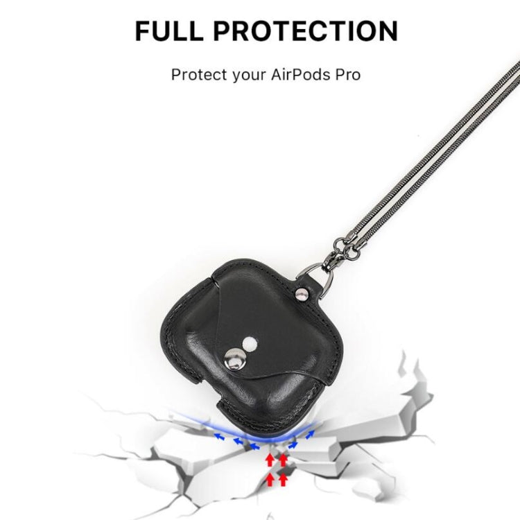 CONTACTS FAMILY CF1122A AirPods Pro Leather Protective Case with Necklace for AirPods Pro, Black, Red, Blue, Green
