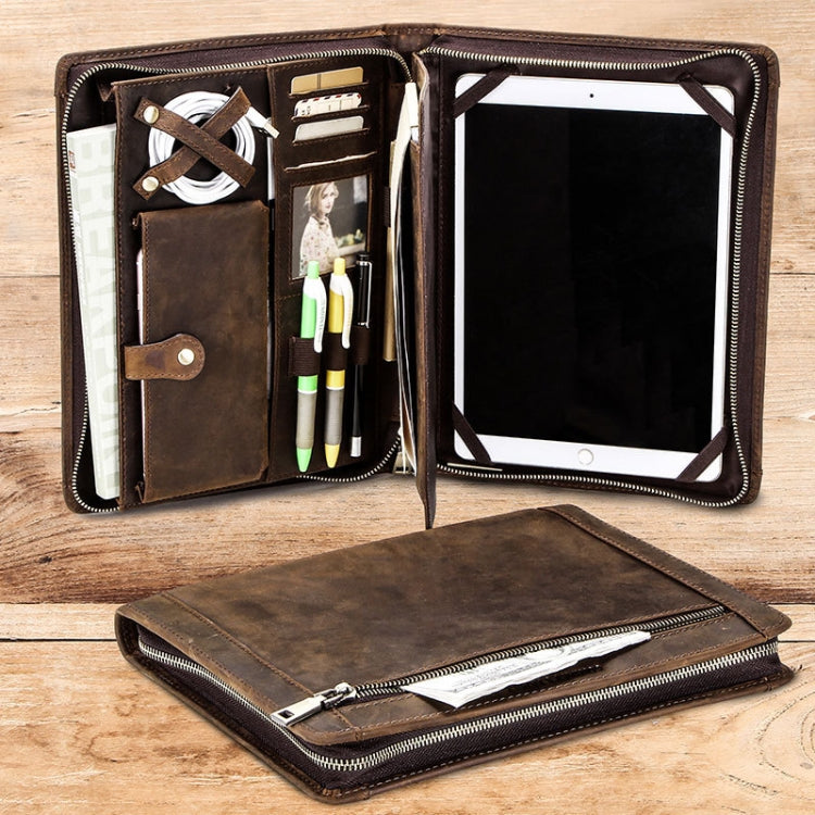 Crazy Horse Leather Pen Slot Zipper Multifunctional Tablet Cover For IPad Pro 9.7/10.5/11 Inch