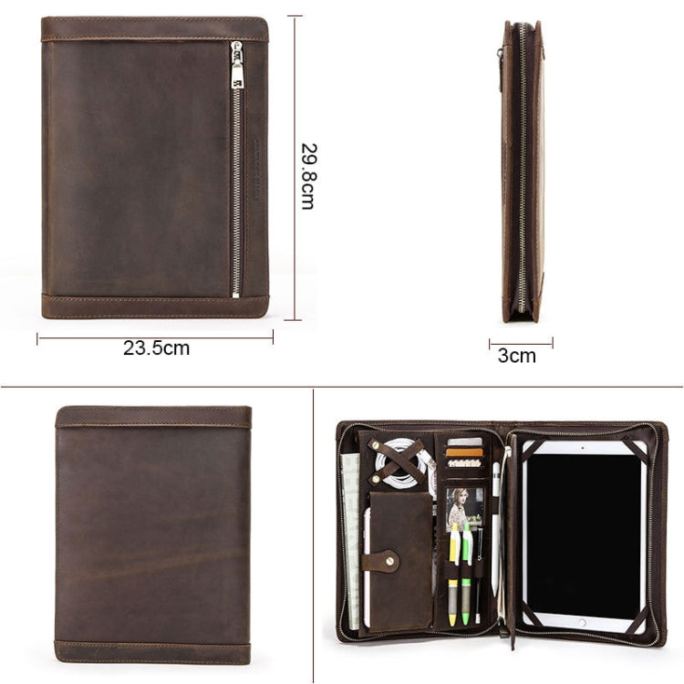 Crazy Horse Leather Pen Slot Zipper Multifunctional Tablet Cover For IPad Pro 9.7/10.5/11 Inch