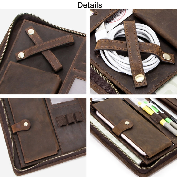 Crazy Horse Leather Pen Slot Zipper Multifunctional Tablet Cover For IPad Pro 9.7/10.5/11 Inch