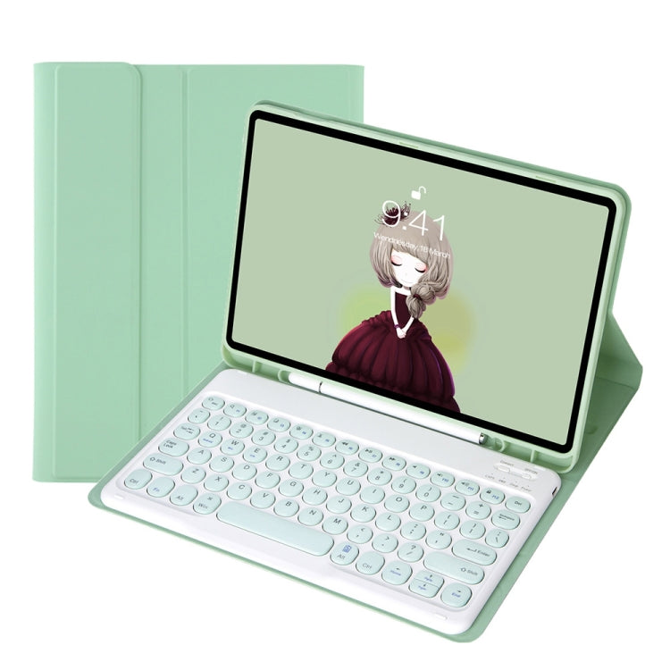 YT11B Detachable Candy Color Skin Feel Texture Round Keycap Bluetooth Keyboard Leather Case For iPad Air 4 2020 / Air 5 2022 / Pro 11 inch 2022 / 2021 / 2020 / 2018(White Ice), For iPad 9.7 inch 2018 & 2017 / Pro 9.7 inch / Air 2 / Air�����������������...