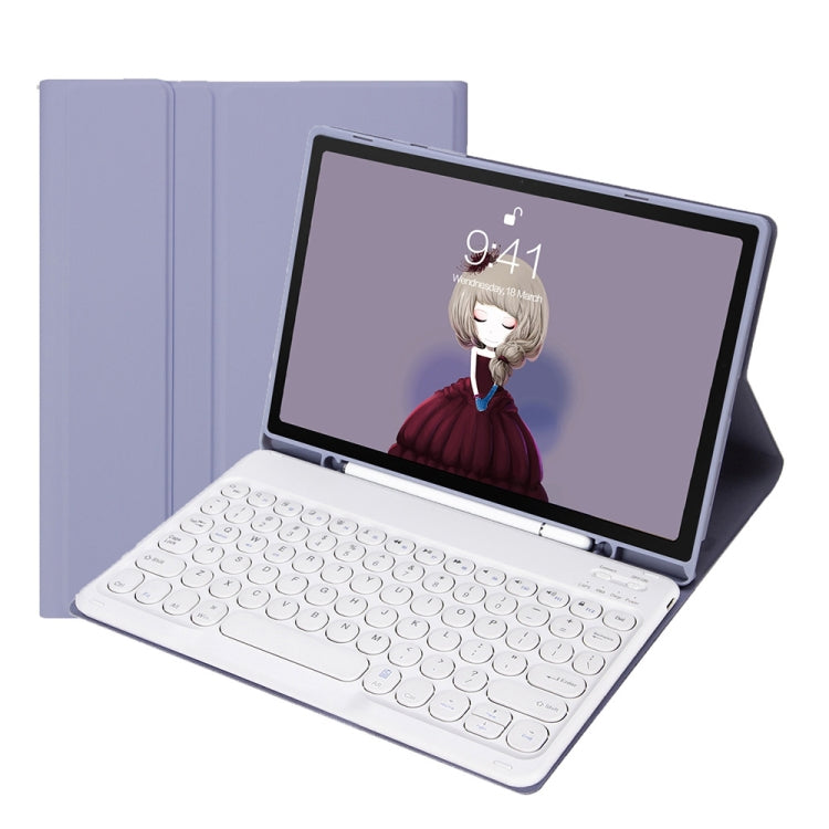 YT11B Detachable Candy Color Skin Feel Texture Round Keycap Bluetooth Keyboard Leather Case For iPad Air 4 2020 / Air 5 2022 / Pro 11 inch 2022 / 2021 / 2020 / 2018(White Ice), For iPad 9.7 inch 2018 & 2017 / Pro 9.7 inch / Air 2 / Air�����������������...