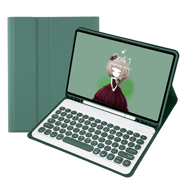 YT11B Detachable Candy Color Skin Feel Texture Round Keycap Bluetooth Keyboard Leather Case For iPad Air 4 2020 / Air 5 2022 / Pro 11 inch 2022 / 2021 / 2020 / 2018(White Ice), For iPad 9.7 inch 2018 & 2017 / Pro 9.7 inch / Air 2 / Air�����������������...