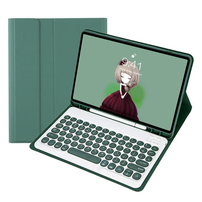YT11B Detachable Candy Color Skin Feel Texture Round Keycap Bluetooth Keyboard Leather Case For iPad Air 4 2020 / Air 5 2022 / Pro 11 inch 2022 / 2021 / 2020 / 2018(White Ice), For iPad 9.7 inch 2018 & 2017 / Pro 9.7 inch / Air 2 / Air�����������������...