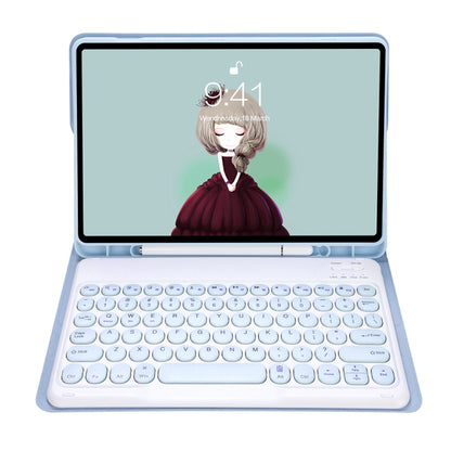 YT11B Detachable Candy Color Skin Feel Texture Round Keycap Bluetooth Keyboard Leather Case For iPad Air 4 2020 / Air 5 2022 / Pro 11 inch 2022 / 2021 / 2020 / 2018(White Ice), For iPad 9.7 inch 2018 & 2017 / Pro 9.7 inch / Air 2 / Air�����������������...