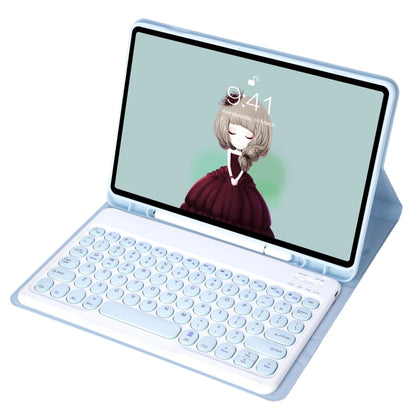YT11B Detachable Candy Color Skin Feel Texture Round Keycap Bluetooth Keyboard Leather Case For iPad Air 4 2020 / Air 5 2022 / Pro 11 inch 2022 / 2021 / 2020 / 2018(White Ice), For iPad 9.7 inch 2018 & 2017 / Pro 9.7 inch / Air 2 / Air�����������������...
