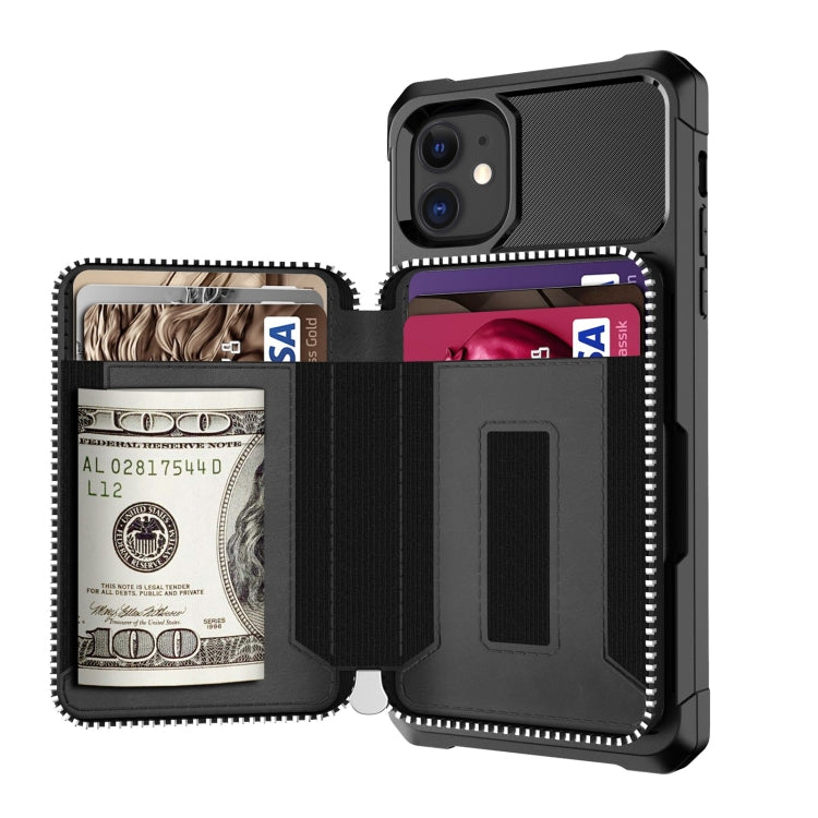 Zipper Wallet Card Bag PU Back Case, For iPhone 12 mini, For iPhone 12 / 12 Pro, For iPhone 12 Pro Max, For iPhone 11 Pro, For iPhone 11 Pro Max, For iPhone XR, For iPhone XS Max, For iPhone SE 2022 / SE 2020 / 7 / 8 / 6 / 6s���������������������������...