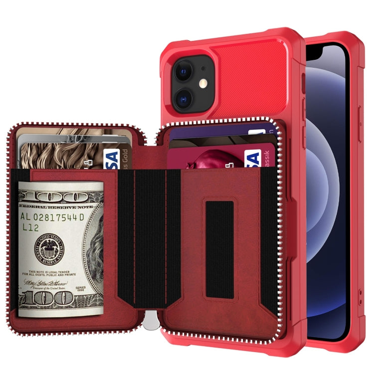 Zipper Wallet Card Bag PU Back Case, For iPhone 12 mini, For iPhone 12 / 12 Pro, For iPhone 12 Pro Max, For iPhone 11 Pro, For iPhone 11 Pro Max, For iPhone XR, For iPhone XS Max, For iPhone SE 2022 / SE 2020 / 7 / 8 / 6 / 6s���������������������������...