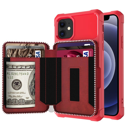 Zipper Wallet Card Bag PU Back Case, For iPhone 12 mini, For iPhone 12 / 12 Pro, For iPhone 12 Pro Max, For iPhone 11 Pro, For iPhone 11 Pro Max, For iPhone XR, For iPhone XS Max, For iPhone SE 2022 / SE 2020 / 7 / 8 / 6 / 6s���������������������������...