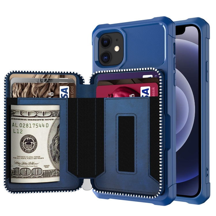 Zipper Wallet Card Bag PU Back Case, For iPhone 12 mini, For iPhone 12 / 12 Pro, For iPhone 12 Pro Max, For iPhone 11 Pro, For iPhone 11 Pro Max, For iPhone XR, For iPhone XS Max, For iPhone SE 2022 / SE 2020 / 7 / 8 / 6 / 6s���������������������������...