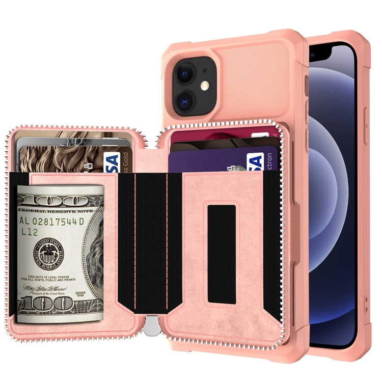 Zipper Wallet Card Bag PU Back Case, For iPhone 12 mini, For iPhone 12 / 12 Pro, For iPhone 12 Pro Max, For iPhone 11 Pro, For iPhone 11 Pro Max, For iPhone XR, For iPhone XS Max, For iPhone SE 2022 / SE 2020 / 7 / 8 / 6 / 6s���������������������������...