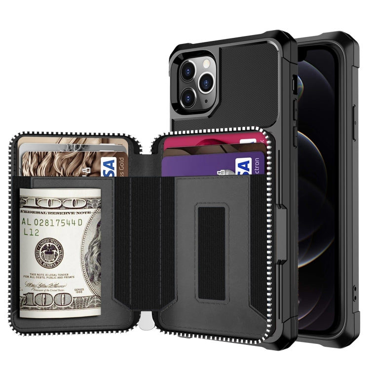 Zipper Wallet Card Bag PU Back Case, For iPhone 12 mini, For iPhone 12 / 12 Pro, For iPhone 12 Pro Max, For iPhone 11 Pro, For iPhone 11 Pro Max, For iPhone XR, For iPhone XS Max, For iPhone SE 2022 / SE 2020 / 7 / 8 / 6 / 6s���������������������������...
