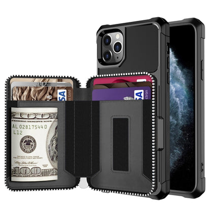 Zipper Wallet Card Bag PU Back Case, For iPhone 12 mini, For iPhone 12 / 12 Pro, For iPhone 12 Pro Max, For iPhone 11 Pro, For iPhone 11 Pro Max, For iPhone XR, For iPhone XS Max, For iPhone SE 2022 / SE 2020 / 7 / 8 / 6 / 6s���������������������������...