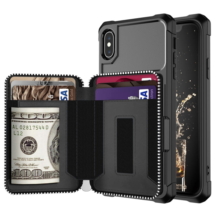 Zipper Wallet Card Bag PU Back Case, For iPhone 12 mini, For iPhone 12 / 12 Pro, For iPhone 12 Pro Max, For iPhone 11 Pro, For iPhone 11 Pro Max, For iPhone XR, For iPhone XS Max, For iPhone SE 2022 / SE 2020 / 7 / 8 / 6 / 6s���������������������������...
