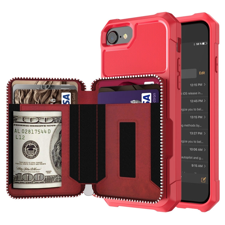 Zipper Wallet Card Bag PU Back Case, For iPhone 12 mini, For iPhone 12 / 12 Pro, For iPhone 12 Pro Max, For iPhone 11 Pro, For iPhone 11 Pro Max, For iPhone XR, For iPhone XS Max, For iPhone SE 2022 / SE 2020 / 7 / 8 / 6 / 6s���������������������������...