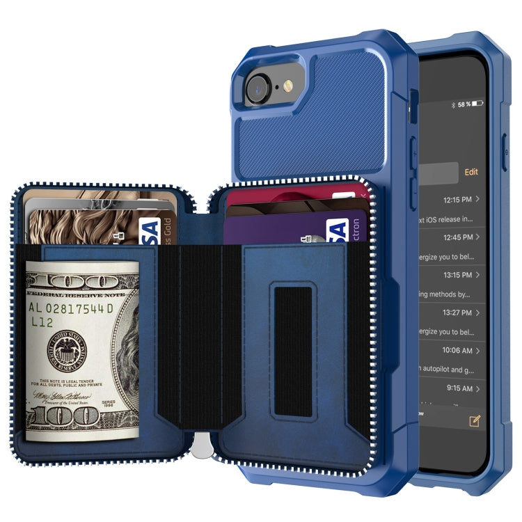 Zipper Wallet Card Bag PU Back Case, For iPhone 12 mini, For iPhone 12 / 12 Pro, For iPhone 12 Pro Max, For iPhone 11 Pro, For iPhone 11 Pro Max, For iPhone XR, For iPhone XS Max, For iPhone SE 2022 / SE 2020 / 7 / 8 / 6 / 6s���������������������������...