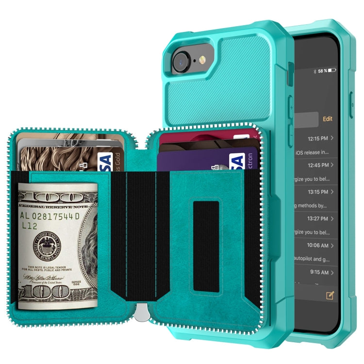 Zipper Wallet Card Bag PU Back Case, For iPhone 12 mini, For iPhone 12 / 12 Pro, For iPhone 12 Pro Max, For iPhone 11 Pro, For iPhone 11 Pro Max, For iPhone XR, For iPhone XS Max, For iPhone SE 2022 / SE 2020 / 7 / 8 / 6 / 6s���������������������������...