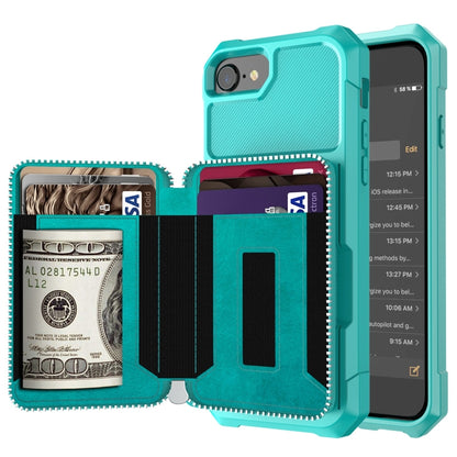 Zipper Wallet Card Bag PU Back Case, For iPhone 12 mini, For iPhone 12 / 12 Pro, For iPhone 12 Pro Max, For iPhone 11 Pro, For iPhone 11 Pro Max, For iPhone XR, For iPhone XS Max, For iPhone SE 2022 / SE 2020 / 7 / 8 / 6 / 6s���������������������������...