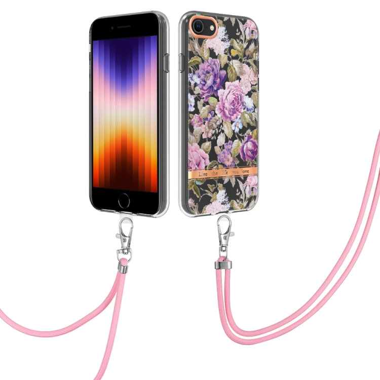 Flowers Series TPU Phone Case with Lanyard, For iPhone SE 2022/SE 2020/8/7, For Motorola Moto G Stylus 2022 4G, For Motorola Moto G31/G41, For Motorola Moto G51 5G, For Motorola Moto G71 5G, For Motorola Moto G200, For Nokia G20/G10, For Nokia G21/G11
