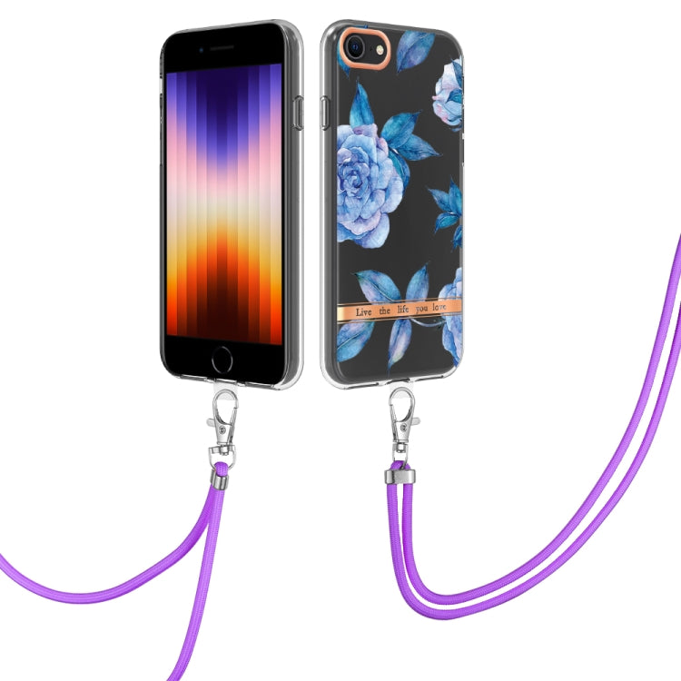 Flowers Series TPU Phone Case with Lanyard, For iPhone SE 2022/SE 2020/8/7, For Motorola Moto G Stylus 2022 4G, For Motorola Moto G31/G41, For Motorola Moto G51 5G, For Motorola Moto G71 5G, For Motorola Moto G200, For Nokia G20/G10, For Nokia G21/G11