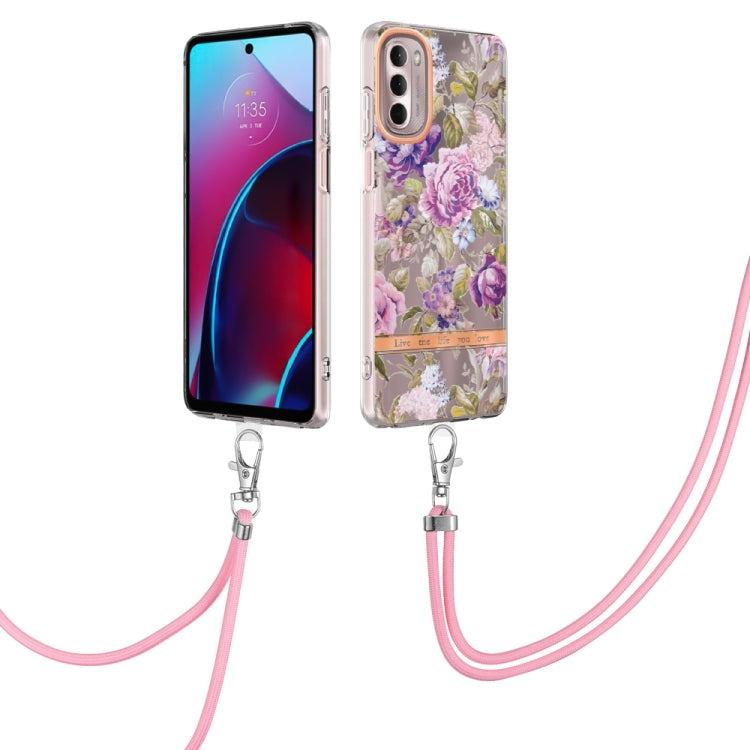Flowers Series TPU Phone Case with Lanyard, For iPhone SE 2022/SE 2020/8/7, For Motorola Moto G Stylus 2022 4G, For Motorola Moto G31/G41, For Motorola Moto G51 5G, For Motorola Moto G71 5G, For Motorola Moto G200, For Nokia G20/G10, For Nokia G21/G11