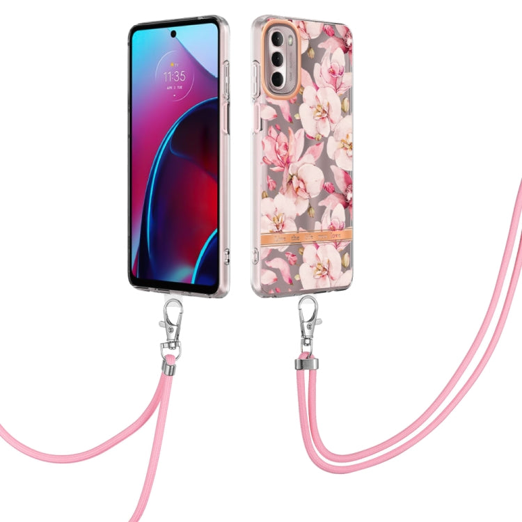 Flowers Series TPU Phone Case with Lanyard, For iPhone SE 2022/SE 2020/8/7, For Motorola Moto G Stylus 2022 4G, For Motorola Moto G31/G41, For Motorola Moto G51 5G, For Motorola Moto G71 5G, For Motorola Moto G200, For Nokia G20/G10, For Nokia G21/G11