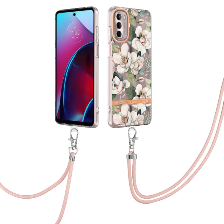 Flowers Series TPU Phone Case with Lanyard, For iPhone SE 2022/SE 2020/8/7, For Motorola Moto G Stylus 2022 4G, For Motorola Moto G31/G41, For Motorola Moto G51 5G, For Motorola Moto G71 5G, For Motorola Moto G200, For Nokia G20/G10, For Nokia G21/G11