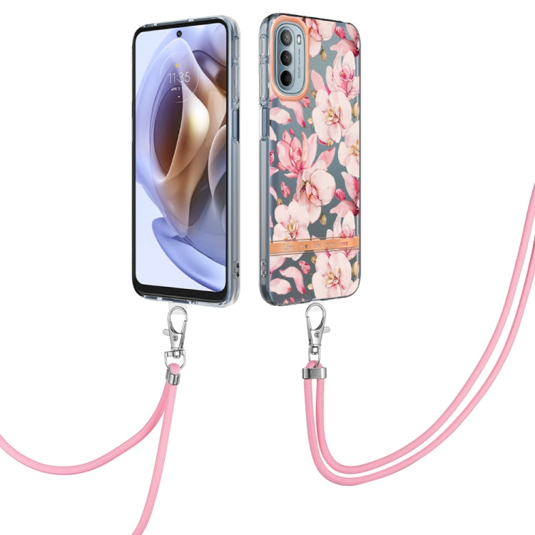 Flowers Series TPU Phone Case with Lanyard, For iPhone SE 2022/SE 2020/8/7, For Motorola Moto G Stylus 2022 4G, For Motorola Moto G31/G41, For Motorola Moto G51 5G, For Motorola Moto G71 5G, For Motorola Moto G200, For Nokia G20/G10, For Nokia G21/G11