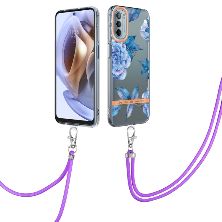 Flowers Series TPU Phone Case with Lanyard, For iPhone SE 2022/SE 2020/8/7, For Motorola Moto G Stylus 2022 4G, For Motorola Moto G31/G41, For Motorola Moto G51 5G, For Motorola Moto G71 5G, For Motorola Moto G200, For Nokia G20/G10, For Nokia G21/G11