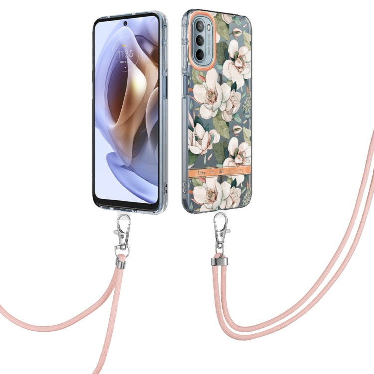 Flowers Series TPU Phone Case with Lanyard, For iPhone SE 2022/SE 2020/8/7, For Motorola Moto G Stylus 2022 4G, For Motorola Moto G31/G41, For Motorola Moto G51 5G, For Motorola Moto G71 5G, For Motorola Moto G200, For Nokia G20/G10, For Nokia G21/G11