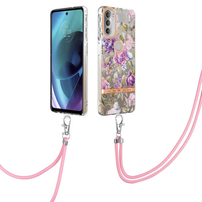 Flowers Series TPU Phone Case with Lanyard, For iPhone SE 2022/SE 2020/8/7, For Motorola Moto G Stylus 2022 4G, For Motorola Moto G31/G41, For Motorola Moto G51 5G, For Motorola Moto G71 5G, For Motorola Moto G200, For Nokia G20/G10, For Nokia G21/G11