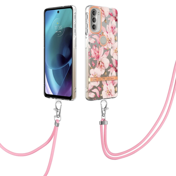 Flowers Series TPU Phone Case with Lanyard, For iPhone SE 2022/SE 2020/8/7, For Motorola Moto G Stylus 2022 4G, For Motorola Moto G31/G41, For Motorola Moto G51 5G, For Motorola Moto G71 5G, For Motorola Moto G200, For Nokia G20/G10, For Nokia G21/G11
