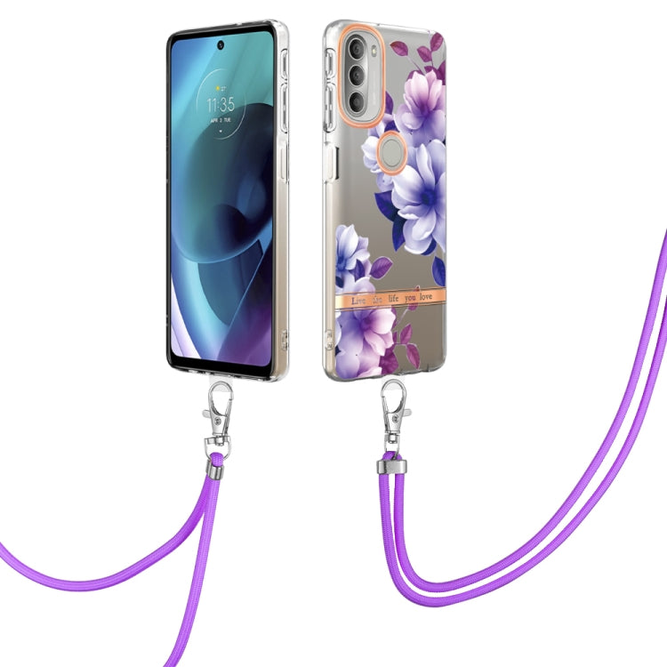 Flowers Series TPU Phone Case with Lanyard, For iPhone SE 2022/SE 2020/8/7, For Motorola Moto G Stylus 2022 4G, For Motorola Moto G31/G41, For Motorola Moto G51 5G, For Motorola Moto G71 5G, For Motorola Moto G200, For Nokia G20/G10, For Nokia G21/G11