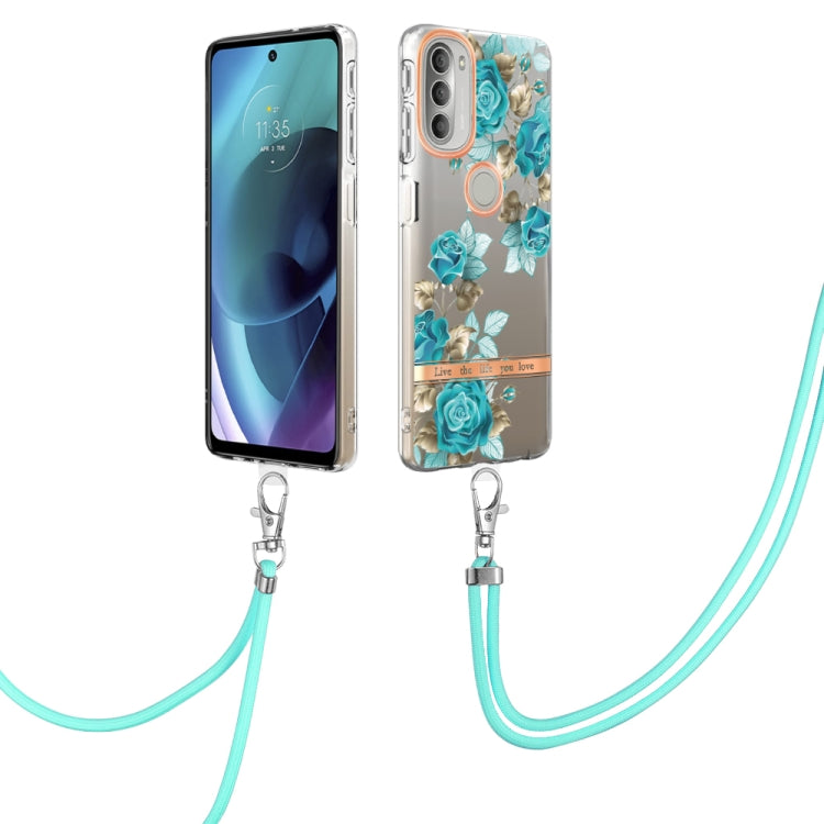Flowers Series TPU Phone Case with Lanyard, For iPhone SE 2022/SE 2020/8/7, For Motorola Moto G Stylus 2022 4G, For Motorola Moto G31/G41, For Motorola Moto G51 5G, For Motorola Moto G71 5G, For Motorola Moto G200, For Nokia G20/G10, For Nokia G21/G11