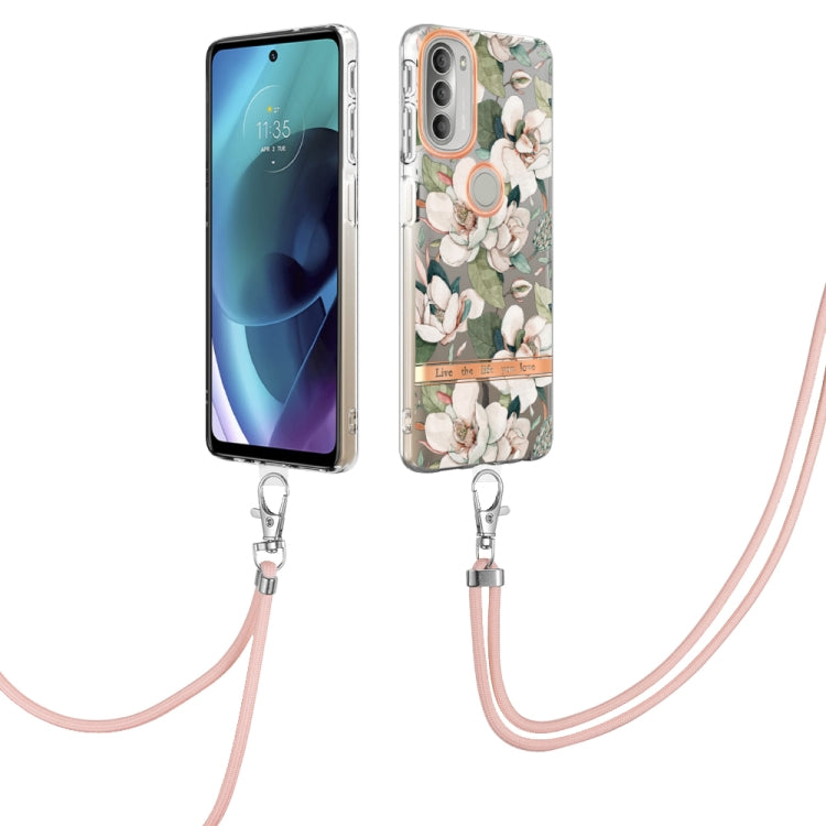 Flowers Series TPU Phone Case with Lanyard, For iPhone SE 2022/SE 2020/8/7, For Motorola Moto G Stylus 2022 4G, For Motorola Moto G31/G41, For Motorola Moto G51 5G, For Motorola Moto G71 5G, For Motorola Moto G200, For Nokia G20/G10, For Nokia G21/G11