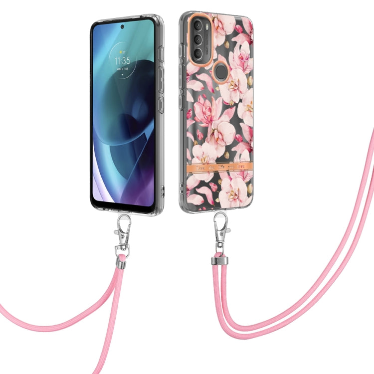 Flowers Series TPU Phone Case with Lanyard, For iPhone SE 2022/SE 2020/8/7, For Motorola Moto G Stylus 2022 4G, For Motorola Moto G31/G41, For Motorola Moto G51 5G, For Motorola Moto G71 5G, For Motorola Moto G200, For Nokia G20/G10, For Nokia G21/G11