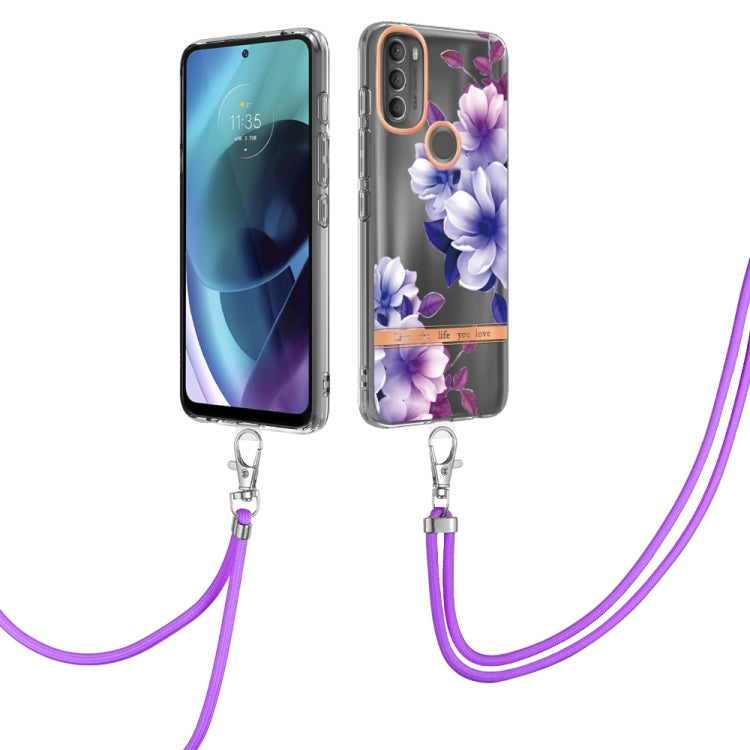 Flowers Series TPU Phone Case with Lanyard, For iPhone SE 2022/SE 2020/8/7, For Motorola Moto G Stylus 2022 4G, For Motorola Moto G31/G41, For Motorola Moto G51 5G, For Motorola Moto G71 5G, For Motorola Moto G200, For Nokia G20/G10, For Nokia G21/G11