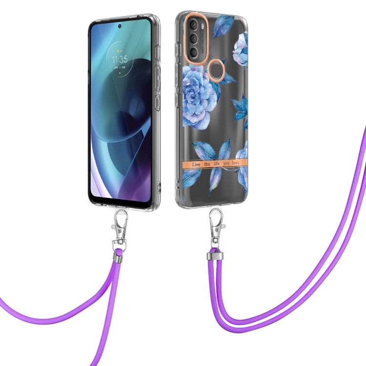 Flowers Series TPU Phone Case with Lanyard, For iPhone SE 2022/SE 2020/8/7, For Motorola Moto G Stylus 2022 4G, For Motorola Moto G31/G41, For Motorola Moto G51 5G, For Motorola Moto G71 5G, For Motorola Moto G200, For Nokia G20/G10, For Nokia G21/G11