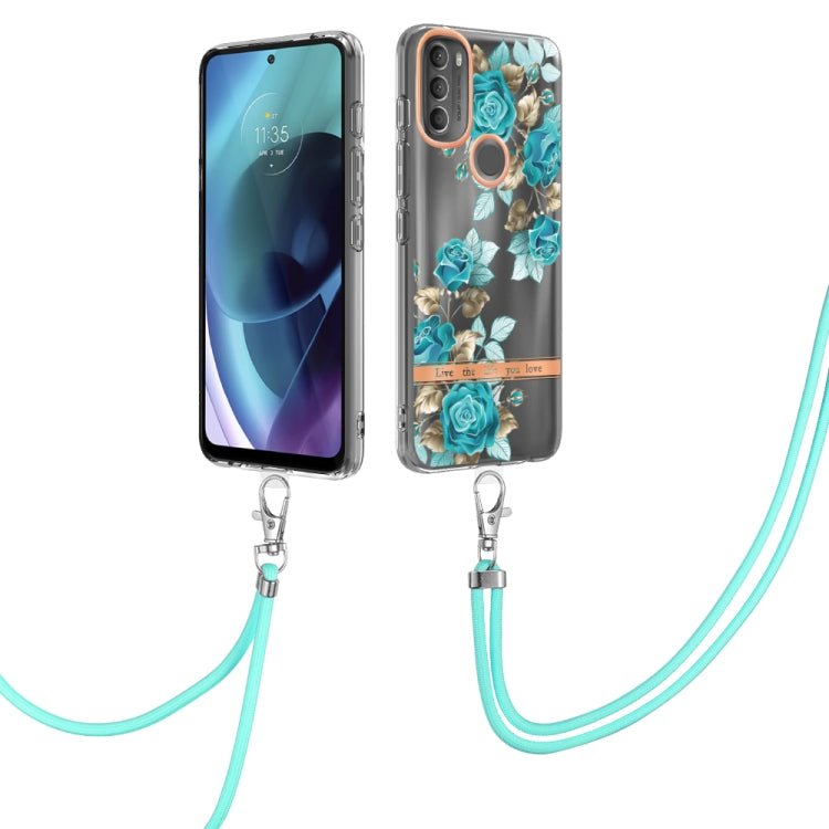Flowers Series TPU Phone Case with Lanyard, For iPhone SE 2022/SE 2020/8/7, For Motorola Moto G Stylus 2022 4G, For Motorola Moto G31/G41, For Motorola Moto G51 5G, For Motorola Moto G71 5G, For Motorola Moto G200, For Nokia G20/G10, For Nokia G21/G11