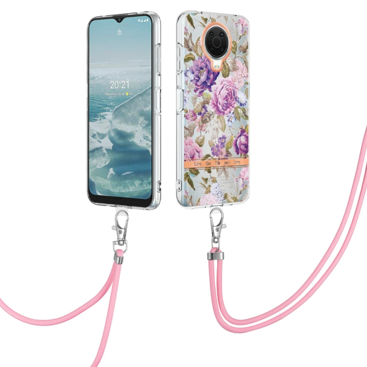 Flowers Series TPU Phone Case with Lanyard, For iPhone SE 2022/SE 2020/8/7, For Motorola Moto G Stylus 2022 4G, For Motorola Moto G31/G41, For Motorola Moto G51 5G, For Motorola Moto G71 5G, For Motorola Moto G200, For Nokia G20/G10, For Nokia G21/G11