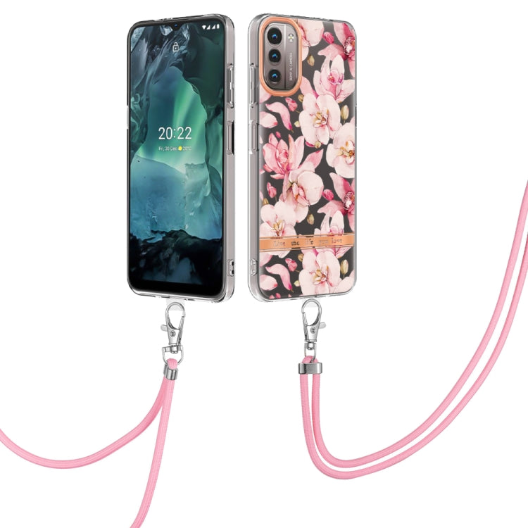Flowers Series TPU Phone Case with Lanyard, For iPhone SE 2022/SE 2020/8/7, For Motorola Moto G Stylus 2022 4G, For Motorola Moto G31/G41, For Motorola Moto G51 5G, For Motorola Moto G71 5G, For Motorola Moto G200, For Nokia G20/G10, For Nokia G21/G11