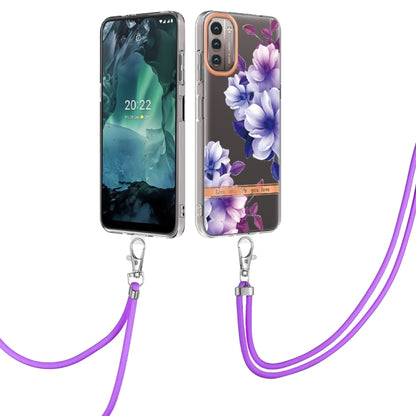 Flowers Series TPU Phone Case with Lanyard, For iPhone SE 2022/SE 2020/8/7, For Motorola Moto G Stylus 2022 4G, For Motorola Moto G31/G41, For Motorola Moto G51 5G, For Motorola Moto G71 5G, For Motorola Moto G200, For Nokia G20/G10, For Nokia G21/G11
