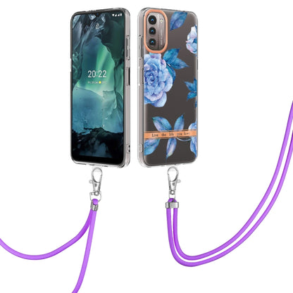 Flowers Series TPU Phone Case with Lanyard, For iPhone SE 2022/SE 2020/8/7, For Motorola Moto G Stylus 2022 4G, For Motorola Moto G31/G41, For Motorola Moto G51 5G, For Motorola Moto G71 5G, For Motorola Moto G200, For Nokia G20/G10, For Nokia G21/G11