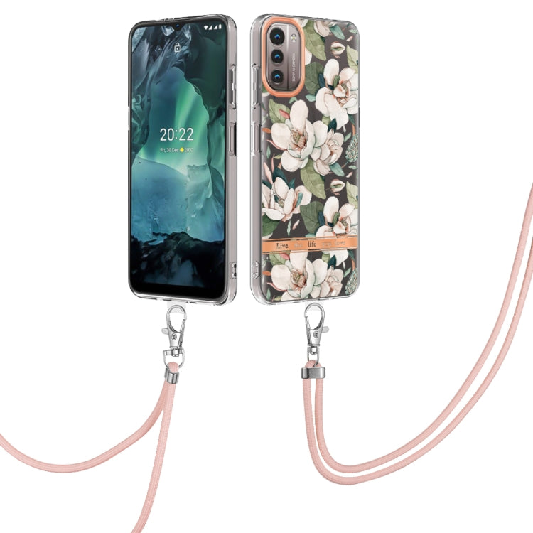 Flowers Series TPU Phone Case with Lanyard, For iPhone SE 2022/SE 2020/8/7, For Motorola Moto G Stylus 2022 4G, For Motorola Moto G31/G41, For Motorola Moto G51 5G, For Motorola Moto G71 5G, For Motorola Moto G200, For Nokia G20/G10, For Nokia G21/G11