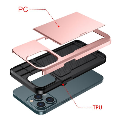 Shockproof Armor Protective Phone Case with Slide Card Slot, For iPhone 14, For iPhone 14 Plus, For iPhone 14 Pro, For iPhone 14 Pro Max