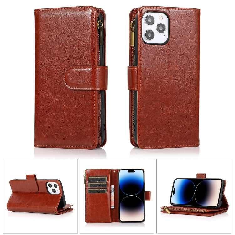 Multifunctional 9 Card Slots Leather Case, For iPhone 14 Pro Max, For iPhone 14 Pro, For iPhone 14, For iPhone 14 Plus